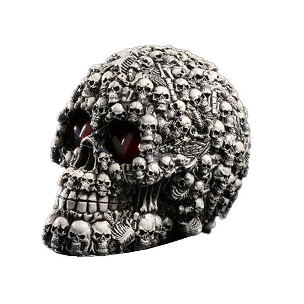 VOANZO Halloween LED Skull Light Night Light Skull Ornament with LED Light Up Eyes Desk Lamp for Bar Table Cool Birthday Surprise Gothic Party Decoration(Exclude Battery)