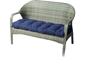 WAQIA Indoor/Outdoor Bench Cushion, Cotton, for Garden Furniture, Loveseat Cushion, 51.2"x19.7" Patio Wicker Seat Cushions for Lounger Bench (Navy Blue),