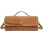 Trendy Woven Evening Clutch Purses Suede bag Women Underarm Shoulder Handbag Vintage Satchels Crossbody Purse