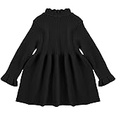 MniJiza Baby Girls Sweater Dress Toddler Long Sleeve Knit Dresses Little Girl Ribbed Knit Ruffle Clothes Fall Winter