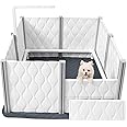Senneny Extra Tall Whelping Box - Dog Pen with Whelping Pad, Lamp Holder - Supplies for Large, Medium, Small Dogs & Puppies (White, 1-Room(48" L x 48" W x 24" H))
