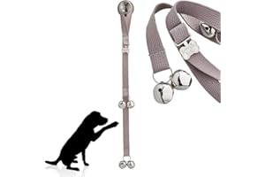 PoochieBells The Original Doggie Doorbell, Puppy Potty Training Bells, Premium Stone Gray Cotton Webbing, Made in USA