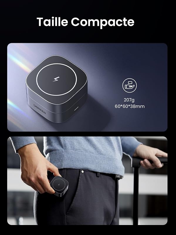 Zapix Chargeur Induction 2 en 1 Qi Certifié MagSafe Rapide