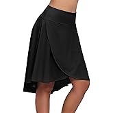 Zando Women's Wrap Skorts - High Waist Flowy with Shorts, Asymmetric Ruffle Hem High Low Midi Skirt