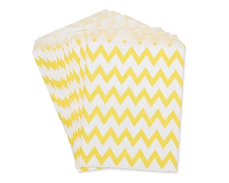 wolga-kreativ 25 Papiertüten gelb ZigZag Geschenktüten Candy paper bags Flachbeutel papier tüten Geschenktüte Kindergeburtsta