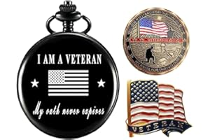 Jofanvin Gifts for Veterans,Pocket Watch for Veterans with Military ChanllengCoin,Best Veterans Day Gifts