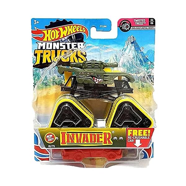 Hot-Wheels-FYJ44-Monster-Trucks-164-Scale-Die-Cast-Assortment-with-Giant-WheelsAssorted-ModelDesignStyle Hot Wheels Monster Trucks Selection of 1:64 Scale Collectible Die-Cast Metal Toy Trucks, Giant Wheels & Stylized Chassis…