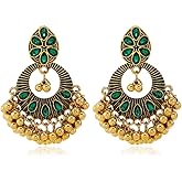 India Jhumka Ball Bead Tassel Dangle Earrings for Women Rhinestone Bohemian Oxidized Antique Jhumki Chandelier Dangling Statement Vintage Traditional Earrings Ethnic Bollywood Holiday Festival Jewelry