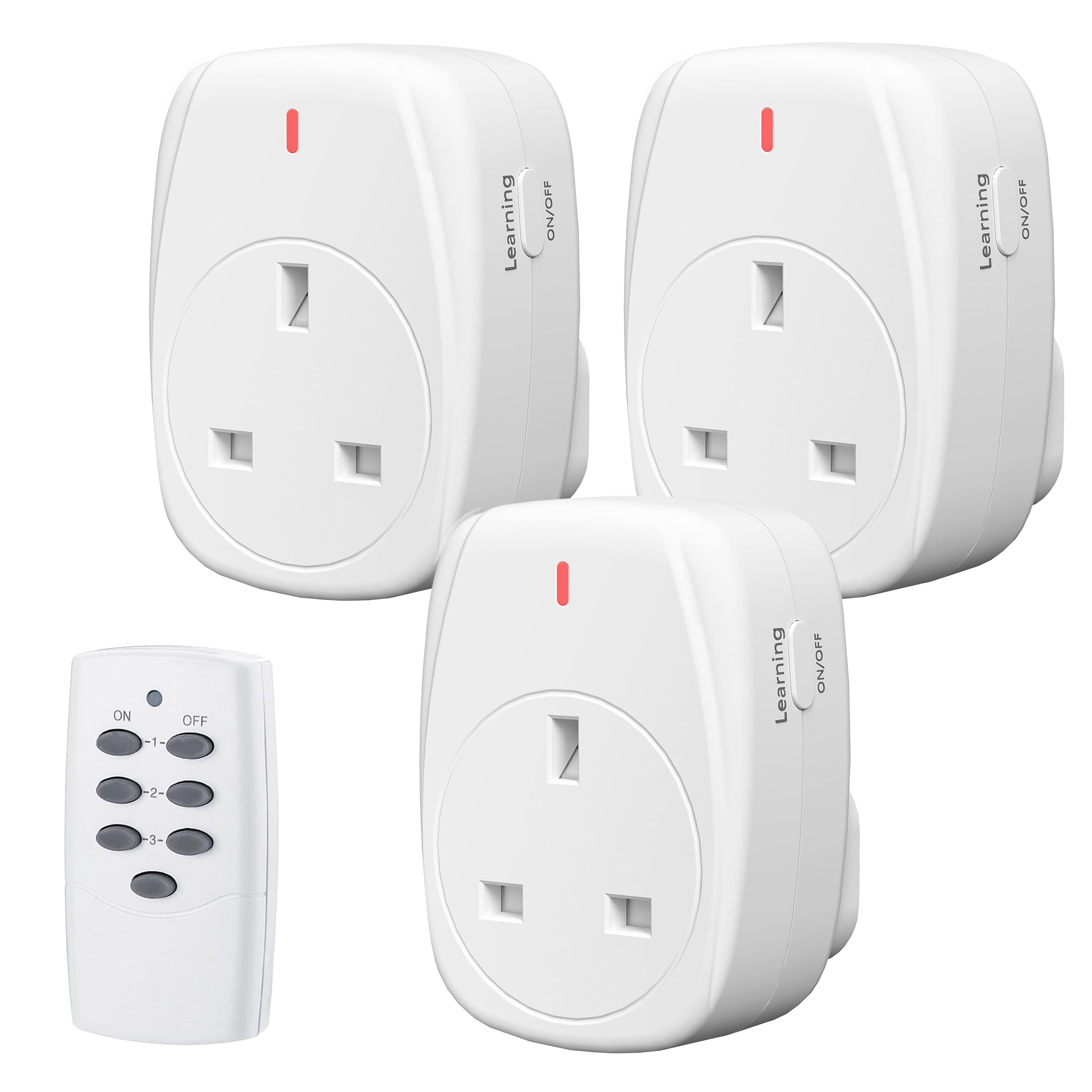 HBN Wireless Remote Control Plug Sockets, 13A/3120W Remotely Control Socket for Christmas Light,Wireless Remotes Light Switch with 30m/100ft Operating Range,3 Pack Sockets and 1 Remote