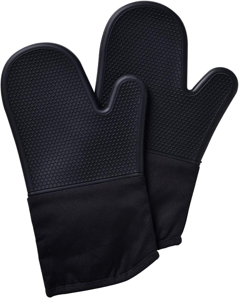 Silicone Oven Mitts, Flexible Oven Gloves with Quilted