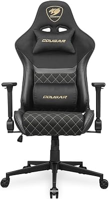 Armor One V2 Gold F - Silla para Juegos, Superficie de Tela Tejida, reposabrazos Plegables 4D, reclinable de 155°, Ajuste de Altura de elevación de pistón, Soporte de Peso de hasta 120 kg,