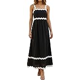 LunaJany Women's Classy Sleeveless Lemon Print Maxi RIC Rac Dress
