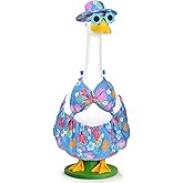 GANSHAYA Bikini Porch Goose Outfits Bikini Goose Clothes Hawaiian Porch Goose Clothes for 23" Cement Plastic Goose Outdoor Garden Yard Patio Decor (Blue)