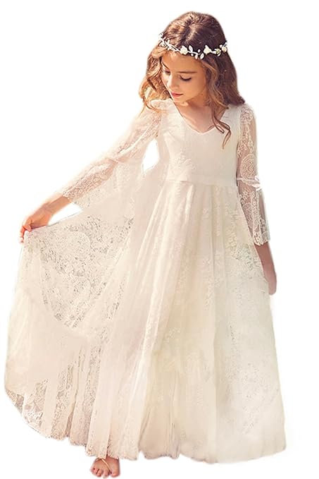 MisShow Mädchen Prinzessin Kleid Spitzen Blumenmädchen Kleid Festkleid 100-155CM