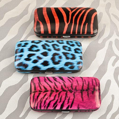Animal Print Travel Manicure Set in Pink Zebra, Blue Cheetah or Orange Tiger (Blue Cheetah)