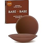 Bare Babe Reusable Silicone Nipple Covers - Waterproof, Nude, 4 Shades - Sticky Breast Stickers for Strapless Dress