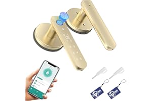 Gavdhe Fingerprint Door Lock Smart Fingerprint Door Knob with Keyless Entry Biometric Door Lock with Keypad App Control Easy Installation for Home Bedroom Office(Gold)