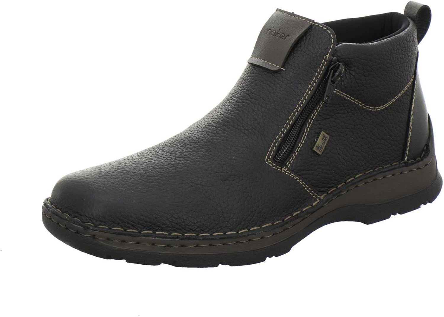 Rieker 05398-00 Black Leather Water Resistant Twin Zip Men's Boot ...