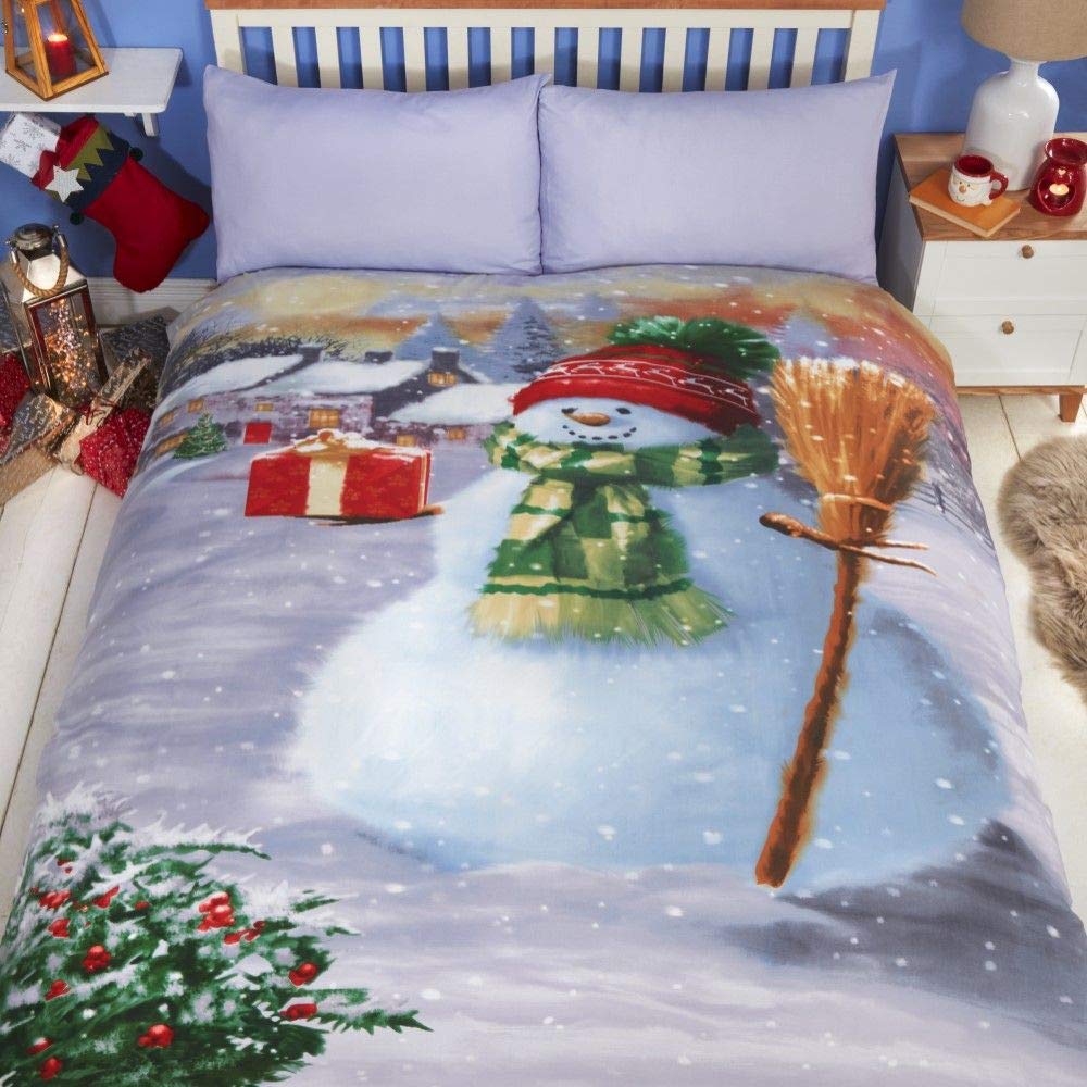 Tony's Textiles Snowman Christmas Duvet Quilt Cover Set Multi (King Size) Amazon.co.uk