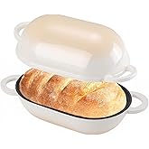 NSIRONS Enameled Cast Iron Oval Dutch Oven for Sourdough Bread Baking, Loaf Cast Iron Dutch Oven for Homemade Bread Baking, 5QT Sourdough Loaf Pan with Lid (Gradient Caramel)