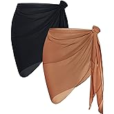 CHICGAL 2 Pieces Women Beach Sarong Bathing Suit Wrap Skirt Sheer Bikini Swimsuit Cover Ups for Swimwear
