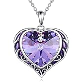 AINFQY Necklaces for Women, Love Heart Pendant with Austrian Crystals, Jewelry Gifts for Wife, Sterling Silver Heart Necklaces, Birthday or Chrismas Holiday Gifts for Her, Mom
