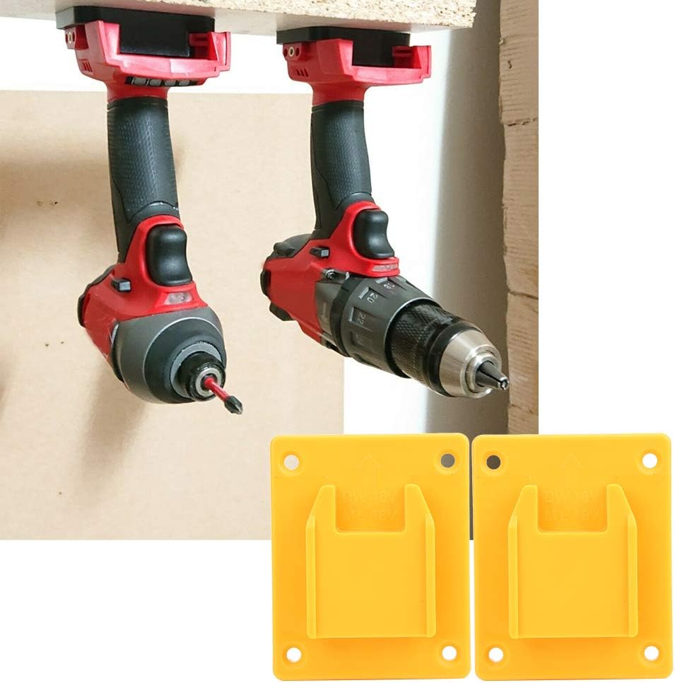 M18 Power Tool Stand - Electric Drill Holder, 2-Piece Set for Hardware Accessories (Yellow) - Image 5