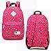 Casual Backpack, Aiduy School Student Backpack Bookbags Lightweight Canvas Daypack with Shoulder Bag and Pencil Case for Girls Women (Rose Red)