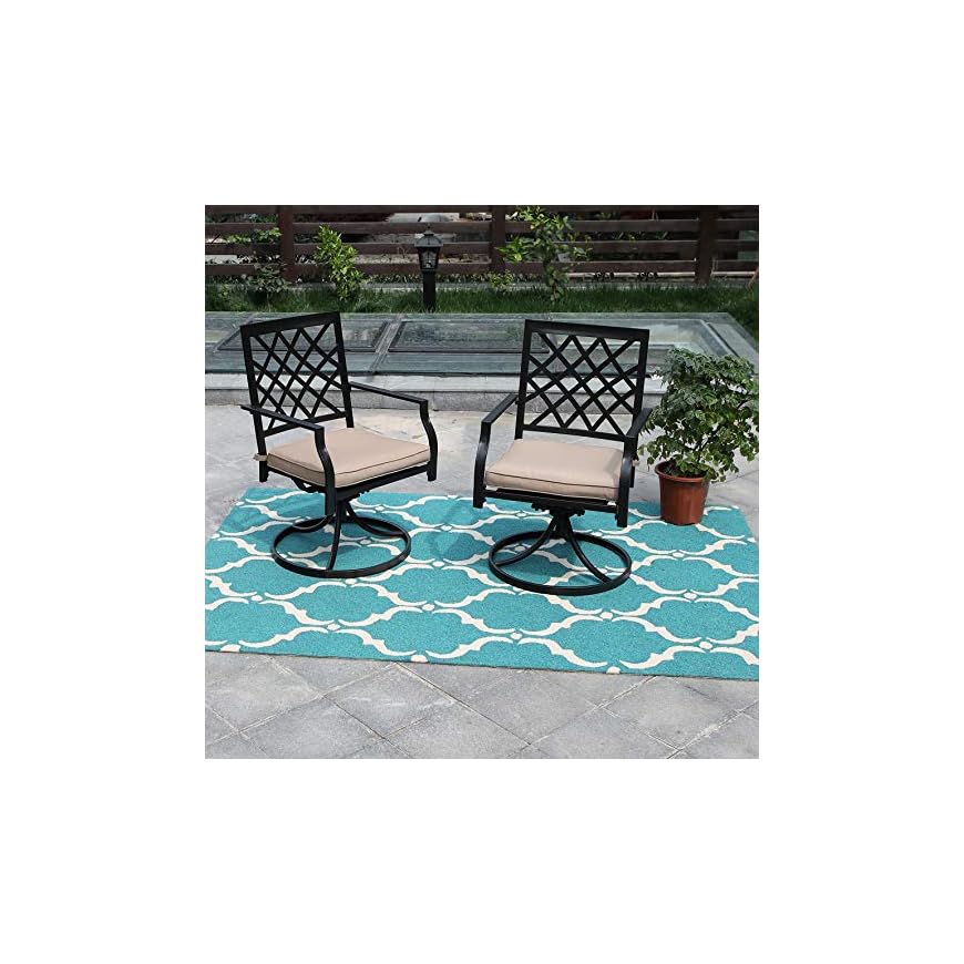 PHI VILLA Swivel Patio Chairs Set of 2 Outdoor Dining Rocker Chair Support 300 lbs for Garden