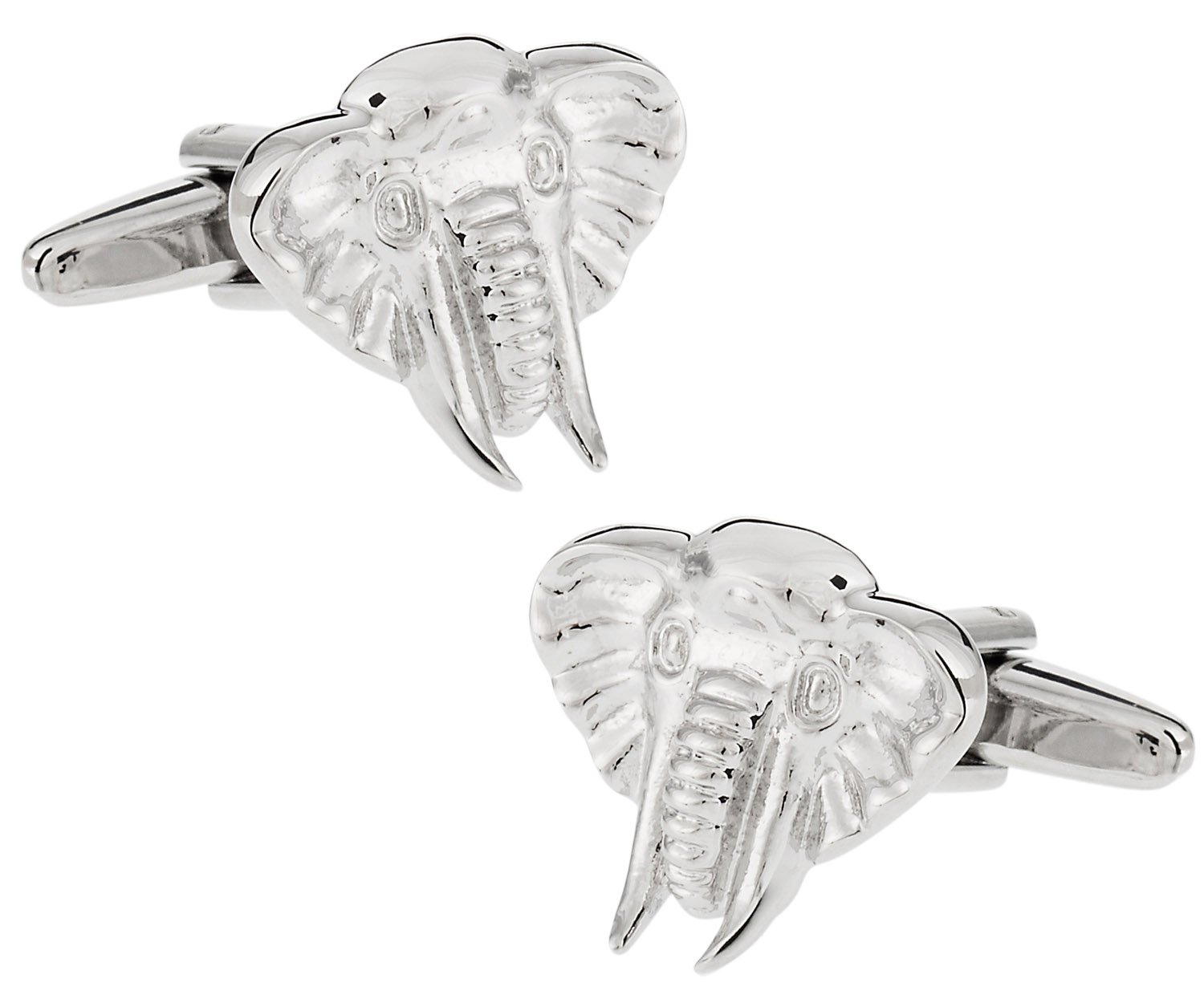 Silvertone Elephant Head Cufflinks