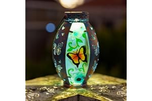 SUNNYGARDEN Butterfly Hanging Solar Lantern Outdoor Waterproof, Lanterns Decorative Outdoor Solar Lights for Yard Table Patio Garden Pathway, Solar Table Lantern Butterfly Gifts for Women Grandma Nana