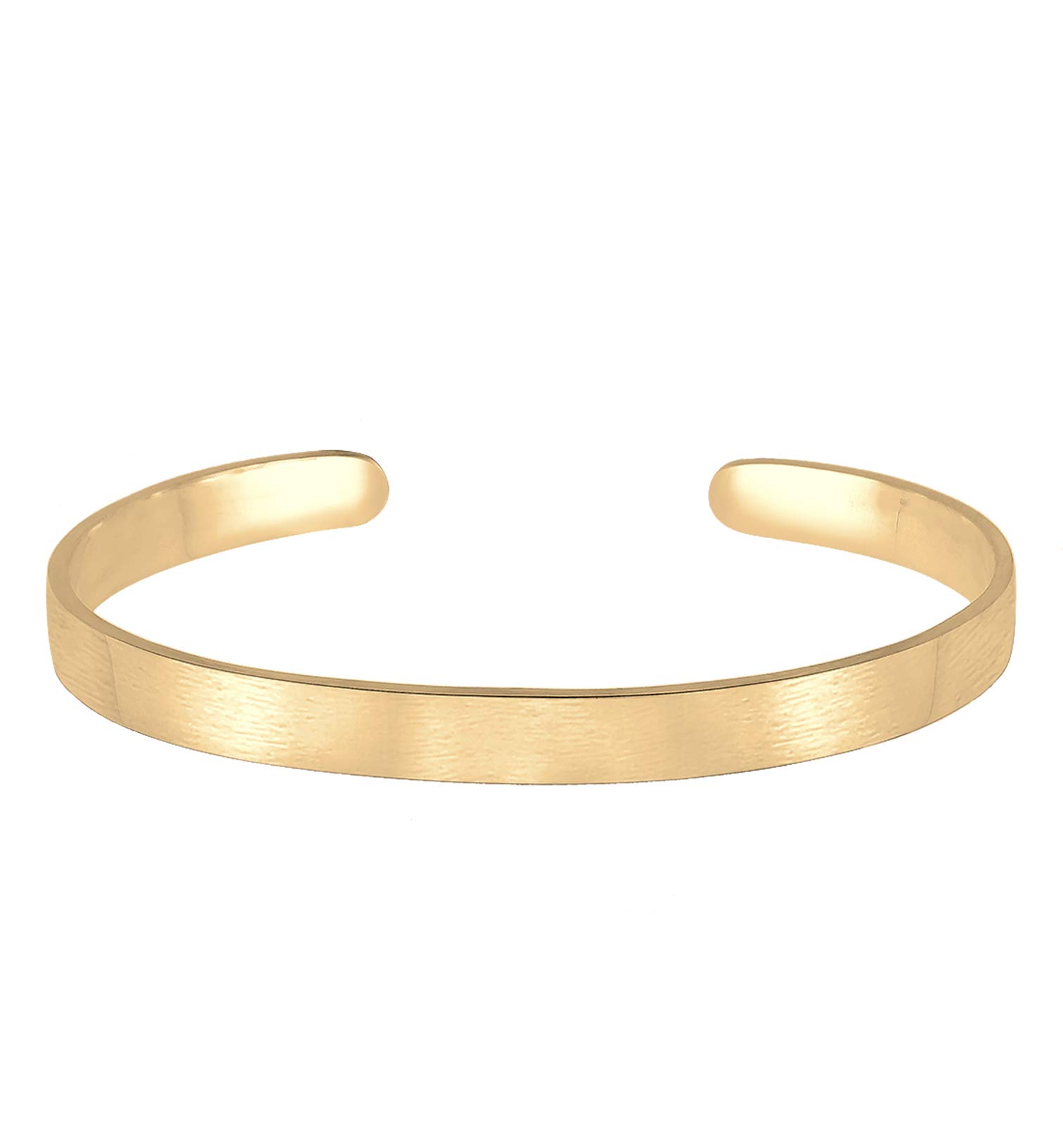 Kuzzoi Buddha Men's Silver Bangle Open, Handmade from Real Solid 925 Sterling Silver, Matte, Basic Bracelet for Men, Gold-Plated, 6 mm Wide, 14 g