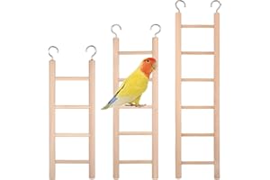 GTZIQA Bird Ladder for Cage, 3 PCS Bird Cage Ladder Wooden Hanging Parrot Wood Step Parakeet Ladders Climbing Small Wooden Ladders for Birds Parakeets Parrots Cockatoo Lovebirds (4 Step, 5 Steps, & 6 Steps)
