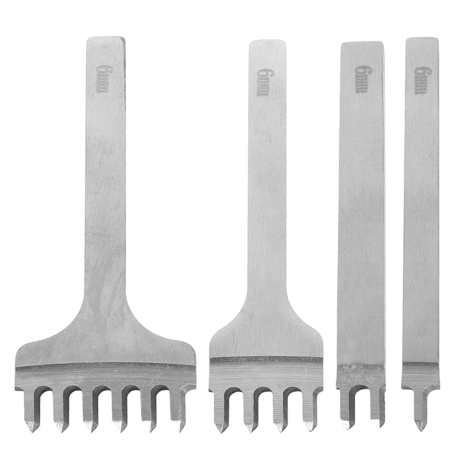 Leather Craft Tools 4PCS 1/2/4/6 Prong Leather Hole Punches Tool DIY Stitching Leather Craft Tools Kit Diamond Lacing Stitching Chisel Set (6mm)