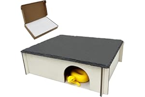 INOSCIND Large Snake Hide with Slate Reptile Hide Box Ball Python Hide 9.8×7.9×3" (M) Reptile Hides Snake Hides for Ball Pythons 100% Natural Stone & Wood Reinforced Packaging