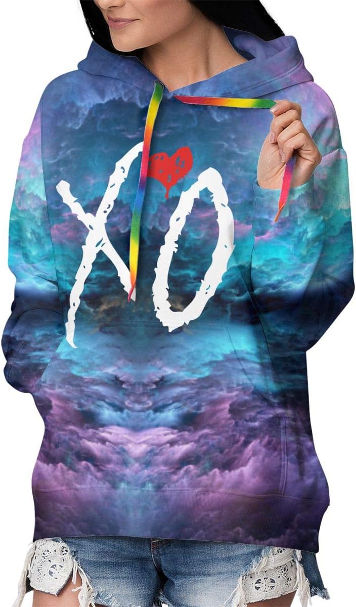 Womens XO The Weeknd Heart Novelty Fleece Hoodie 3D Digital Print Seatshirts Pockets Pullover