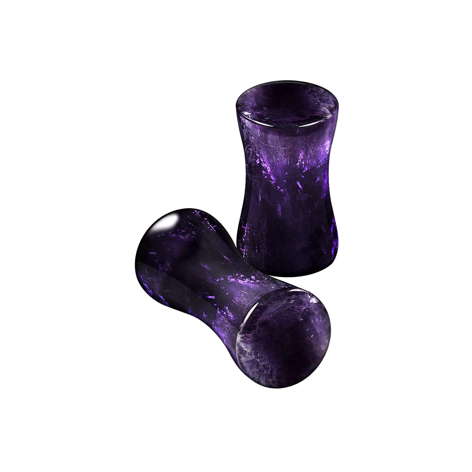 BanaVega 2PCS Organic Stone Amethyst 4g 5mm Double Flared Saddle Stretcher Earring Gauge Ear Lobe Plug Piercing Jewellery 5249