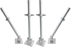 ANAQA GaeaAuto 4 Pack Scaffold Swivel Screw Jack Solid Stem Adjustable Leveling Jacks with Base Plate for Baker-Style Scaffolding Equipment