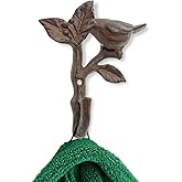 Comfify Bird On A Branch Single Wall Hook/Hanger - Metal, Heavy Duty, Rustic, Vintage, Recycled, Decorative Gift Idea - 3.93x1.6x6.5 - with Screws and Anchors - Rust Brown