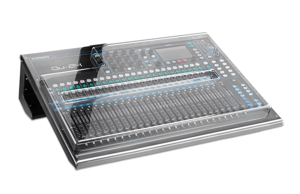 Decksaver Cover for Allen & Heath QU24- Super-Durable Polycarbonate Protective lid in Smoked Clear Colour, Made in The UK - The Engineers’ Choice for Unbeatable Protection