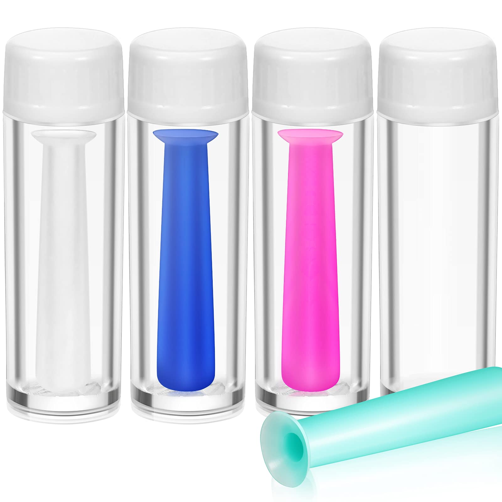 Frienda 4 Pieces Contact Lens Applicator and Remover Tools Silicone Lens Inserter with Suction Holder for Soft and Hard Lenses, Multicolored Portable Remover for Travel, Daily Use, Outdoor Exercise