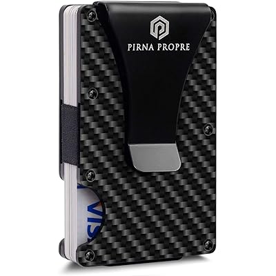 Minimalist Carbon Fiber Wallet with Metal Money Clip - Slim Card Holder Wallets for Men - RFID Blocking Wallet by Pirna