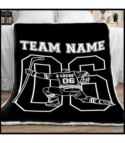 Personalized Hockey Blanket – Custom Name & Text, Super Soft Fleece, Gift For Hockey Fans, 3 Sizes