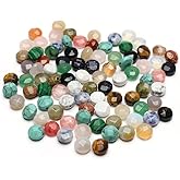 40 Pcs Healing Loose Beads Faceted Oblate Shape Natural Necklace Stone Pendants Crystal Charms for Jewelry Making DIY Craft