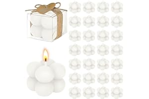 30 Sets Mini Bubble Candles Wedding Favors Gifts for Guests, 1.6" Bubble Candles with Cards Dried Flowers for Baptism Party B