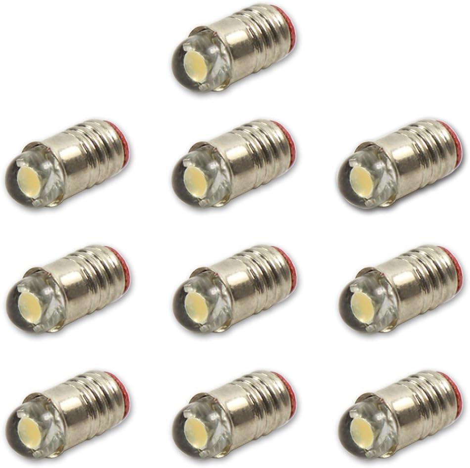 Evemodel E501WM 10PCS Warm White LED Screw Bulb E5 E5.5 12V-14V Spur H0/TT/N Scale NEW, Hot White, 10 Count (Pack of 1)