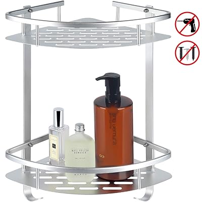 TomCare 2-Tier Shower Caddy with Hooks for Bathroom Storage