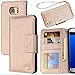 HILDA Phone Case for Galaxy S7 Edge PU Leather Case Credit Card Holder Flip Cover Case Gold
