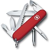 Victorinox Hiker Swiss Army Knife, 13 Function Swiss Made Pocket Knife with 2 Blades, Bottle Opener, Wood Saw and Phillips Screwdriver - Red