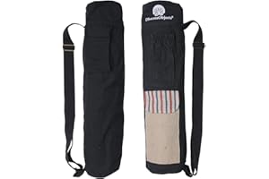 DharmaObjects Yoga Mat Bag Tote Carrier 100% Organic Cotton Hemp/Eco Friendly Multi-Functional Storage Pockets Fair Trade